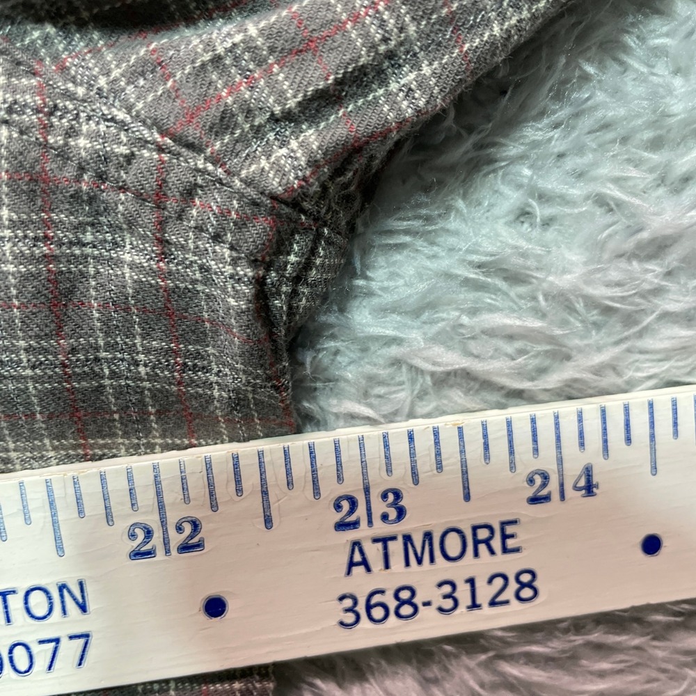 Woolrich Mens Large Plaid Button Down Shirt Grey Red Long Sleeve Outdoor L - Picture 6 of 7